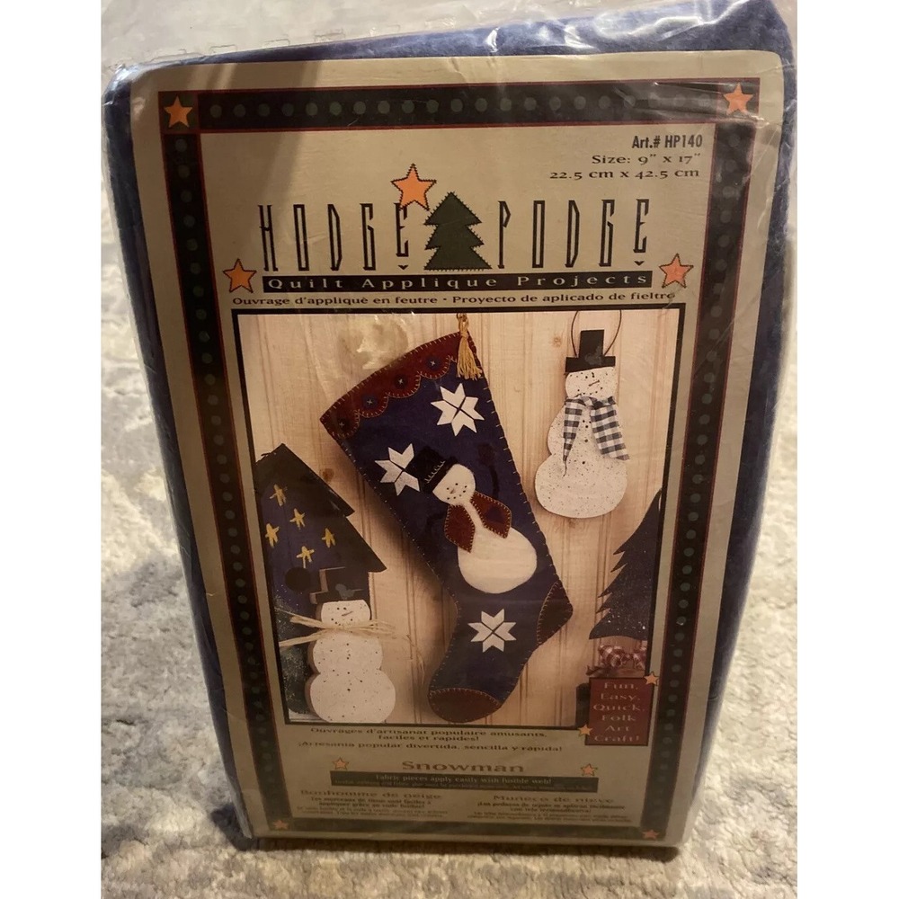 NewCaron Holiday Hodge Podge Quilt Felt Applique Snowman Christmas‎ Stocking Kit
